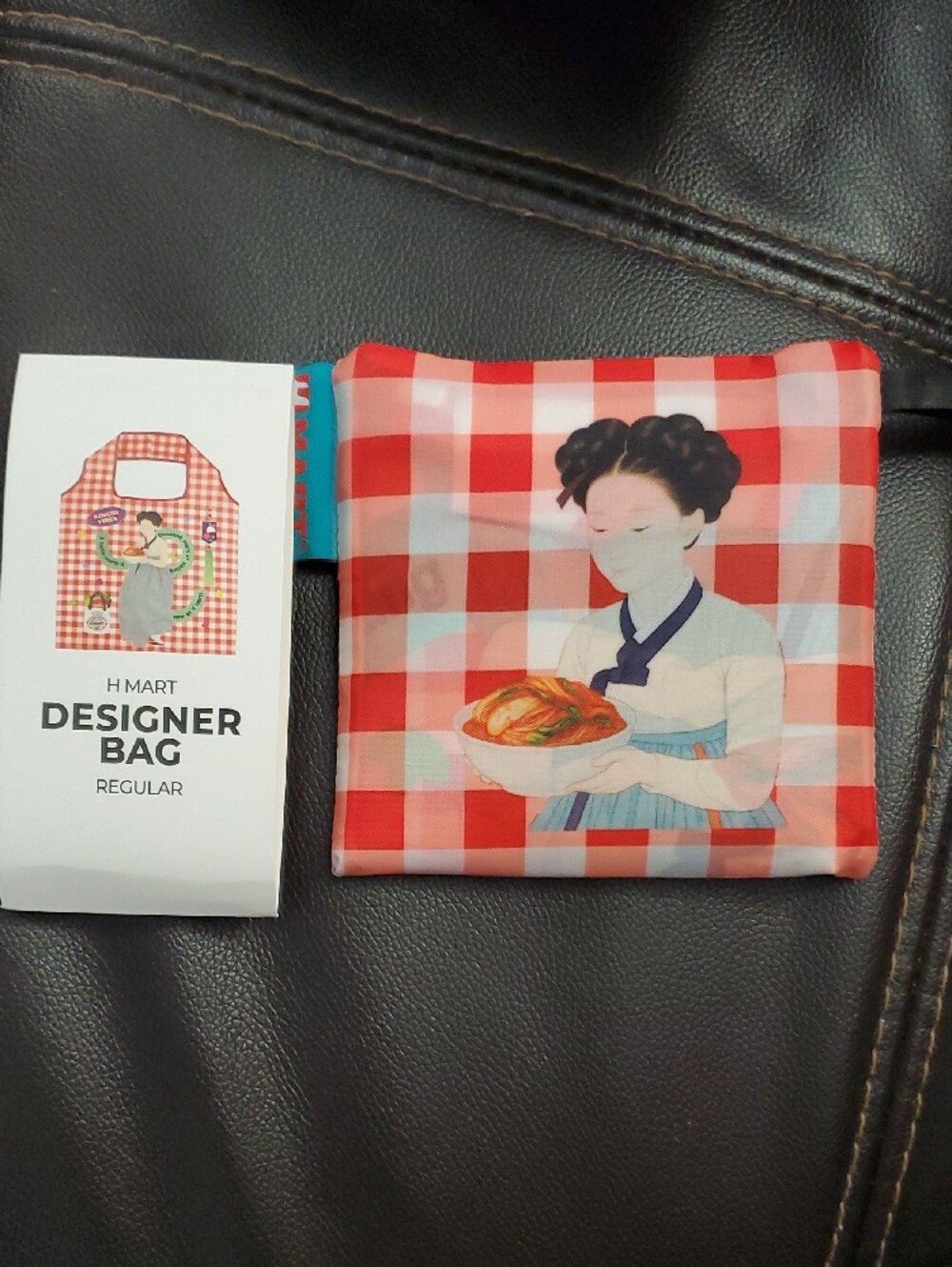 H Mart Red Plaid Designer Tote - Regular